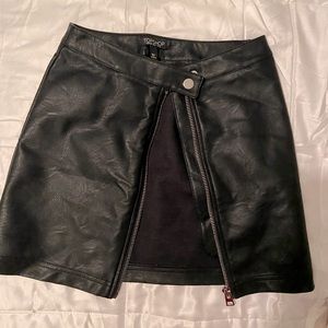 TOPSHOP Leather wrap mini skirt